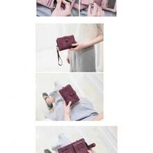 2026 New Women Wallet, Matte Texture Multi-Card Slots Snap Button Coin Purse, Multifunctional Fashion Zipper Short Wallet - Red Violet - View 4