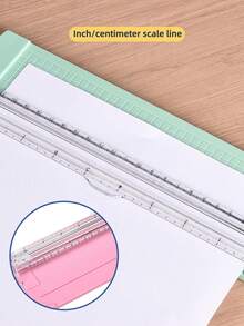 A4 Paper Cutter, Portable Plastic Paper Cutter, Mini Photo Cutting Tool, Manual Desktop Sliding Paper Knife, Back To School, Stationery - Multicolor - View 4