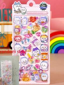 1pc Cartoon 3D Embossed Sticker, Cute Water-Resistant Sticker, Valentine's Day Gift, Random Style