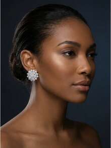 1 Pair Of White Sun Crystal Flower Earrings, Practical And Multifunctional, Is A Valentine's Day Limited Edition High-End Gift, Perfect For Women's Daily Wear, Dates, Vacations, Weddings, Holidays, Leisure Occasions, And Special Events. The Perfect Choice For Birthday, Valentine's Day, And New Year Celebrations. You Are Definitely Worth Having! - Silver - View 7