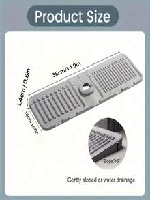 1pc 38cm Faucet Splash Guard, Non-Slip Sink Drain Mat / Quick Drying & Easy Cleaning Design, Suitable For Kitchen, Bathroom Vanity, Restroom Sink, Durable Material / Minimalist Style Tray, Protects Sink & Practical Home Accessory, Household Essential - Multicolor - View 5