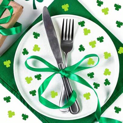 15g Shiny Green Cedar Sawdust | St. Patrick's Day Celebration Decor, Lucky Irish Almond Tree Shape Celebration Desktop Decor, PVC Material, Suitable For Spring Festival Celebration