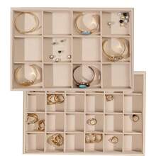 1pc 24/12 Slots Jewelry Organizer Box, Ring Bracelet Necklace Earring Display Tray, Velvet Jewelry Storage Holder - Tray - View 2