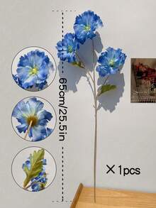 1pc Artificial 3-Head Water Lily Fake Flower, Suitable For Living Room Tabletop Decor, Gift For Ladies, Mothers, Friends, Floral Enthusiasts, DIY Decoration, Bedroom Decor, Wedding Decor, Bridal Bouquet, Artificial Flower - Blue - View 9