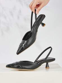 2024 Women's New Stylish & Elegant Backstrap Niche Design Shoes (Asymmetrical Cut Uppers) - Black - View 2