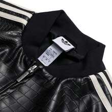 Adidas 女士黑色夹克 SST PLTHR JKT，舒适休闲户外服装，YKK 拉链皮夹克 KE5035 - 黑色 - 查看 3