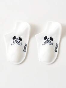 Disney 1/5/10/15双装 儿童/男孩/女孩 经典黑白灰校园风袜子，卡通黑白老鼠图案装饰，可爱俏皮柔软舒适校园袜，时尚休闲透气吸汗耐穿运动袜，适合派对、休闲、运动、生日礼物、度假等场合，颜色和款式随机发货 - 彩色 - 查看 7