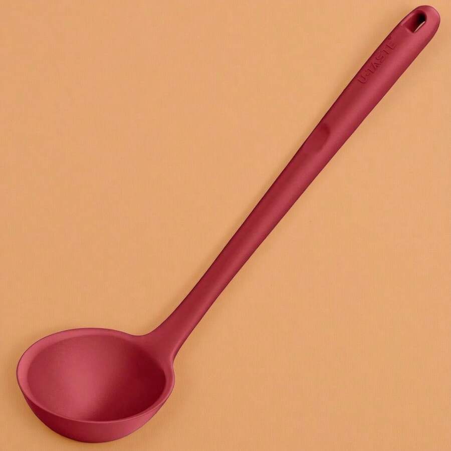Durable 13-Inch Soup Ladle: Heat Resistant Up To 600°F, Non-Stick Seamless Rubber Material, Large Kitchen Ladle With A Comfortable, Non-Slip Long Handle, Suitable For Serving Sauces, Stews, Gravies, And Chili. Red. - Multicolor - View 1