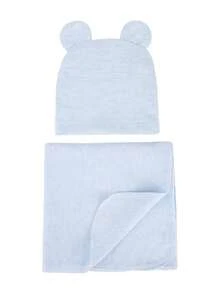 Bộ 2 món gồm mũ len và chăn quấn cho bé sơ sinh màu trơn, mũ tai hai lớp có tai gấu dễ thương + chăn quấn một lớp mềm mại có thể điều chỉnh, phù hợp cho mọi mùa, từ 0-6 tháng tuổi, dùng trong bệnh viện. - Nhiều màu - Xem 6