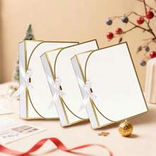 10pcs White & Gold Edged Gift Boxes, 10.6 X 7.8 X 3.1 Inches (27 X 20 X 8 Cm)With Ribbon, Bridesmaid Proposal Boxes, Kraft Paper Boxes, Suitable For Weddings, Packaging, Gifts, Birthdays, Cupcakes, Crafts, Christmas Gifts, Bachelorette Parties, Bridal Showers, Birthday Parties, Bridesmaid Proposal Gifts, Wedding Decor, Bridal Shower Favors - White With Gold Border - View 3