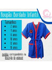 MeF Mae e Filho Children's Bathrobe For Teenagers Characters In Terry Cloth Fabric With Pocket And Embroidery - Blue Spider Embroidery - View 4