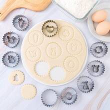 Bộ 9 khuôn cắt bánh quy Phục Sinh, làm bằng thép không gỉ, bao gồm các hình trứng, thỏ, gà con, cỏ ba lá, cà rốt, bướm, thích hợp để làm bánh quy nhân mứt. - Bạc - Xem 4