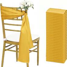 5/15pcs Satin Chair Sash Bow Ribbon Tie Back Strap, Red Color, Suitable For Wedding Ceremony, Bridal Shower, Party, Event, Banquet Decoration - Multicolor - View 9