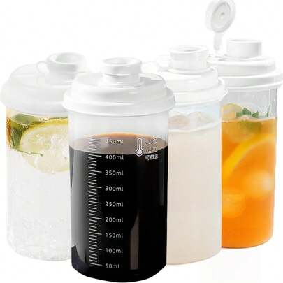 Juice Bottle With Lid, Reusable Beverage Bottle With Scale, Breast Milk Storage Container, Water Bottle With Spout, Suitable For Coffee Syrup, Honey