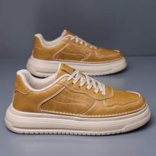 Zapatos deportivos de moda de primavera para mujeres, zapatos de cuero de exterior con suela gruesa que aumentan la altura, zapatos casuales para correr, zapatos versátiles y transpirables - Beis - Ver 3