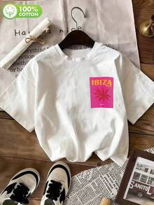 女士純色圓領短袖寬鬆T卹，100%棉質上衣，趣味伊比薩粉紅藝術幾何圖案印花，春夏裝日常休閒女裝，街頭服飾，外出度假，camisetas invierno mujer，noistamujer，camiseta oversize mujer，motif mujer，isa，noistamujer，camiseta oversize mujer，motif mujer，isapahe mujer，isrhin the mujrok'opan，aft mid未來，isopan' 好的死，apaer，i mio碎 iiipa' 好的 好的 好的嗚嗚， 好的木動物嗚嗚， 好的材料泥木）木 好的木泥木 好的木哥。 mujer，jersey，fiesta，sudaderas de mujer，conjunto mujer invierno，ropa verano mujer，verano mujer，y2k，mujer， curve，ropa curvy mujer，sudadera mujer talla grande，friga curve，ropa curvy mujer，sudadera mujer talla grande，friends， curve，vacation，casual，辦公室/休息室/居家/戶外運動/復古風/簡約，趣味設計，四季通用休閒上衣，情人節情侶短袖，男女同款短袖，約會，浪漫出行，節日送禮，白色上衣，deporte，top negros elegantes - 白色 - 查看 3