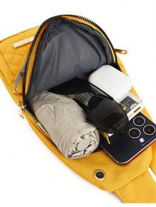 新款尼龙女士胸包，时尚菱形单肩斜挎包，大容量骑行胸包，手机袋 - 彩色 - 查看 9