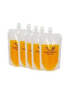 500ML Smiling Face Pattern Drink Bag Transparent Suction Nozzle Bag Disposable Soybean Milk Juice Coffee Drink Milk Bag Disposable Food Container Portable Out Drink Bag. - Multicolor - View 8