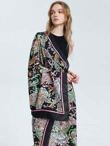 1pc 180*90cm Large Silk Satin Scarf Hijab Women Print Spring New Shawl Wrap Female Hand Pashmina Travel - Multicolor - View 2