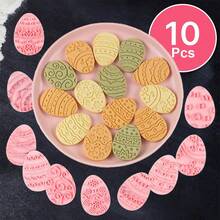 1 Set Easter Egg Cookie Mold, 3D Embossed Cookie Cutter Set, Reusable Gummy Stamp, Easter Baking Mold For Cookies And Gingerbread - Pink - View 2