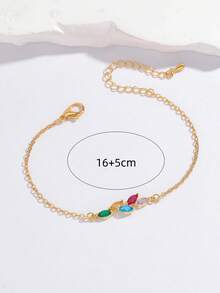 1只金色葉子和小麥穗設計的銅手鐲,鑲有立方氧化鋯,適合女性在日常生活、約會和派對場合佩戴 - 金黃色 - 查看 10