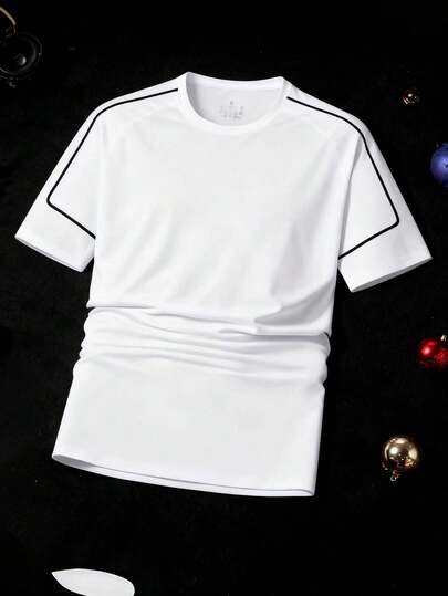 1 pieza Camiseta casual de unicolor para hombre, verano