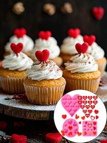 3pcs/1pc Valentine's Day Baking Molds, Heart/Rose Shaped, Various Heart Shapes, Chocolate Molds, Fondant Molds, Cookie/Candy/Pudding Molds, DIY Decorations, Suitable For Holiday Parties, Themed Events, Weddings, Mother's Day - Multicolor - View 1