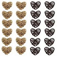 12pcs Handmade Rattan Heart Shaped Decor Set - Perfect For Enhancing Home And Holiday Ambiance, Classic Style (Essential For Christmas Decoration, Holiday And Party Decor) - White+Brown+Original Wood - View 15