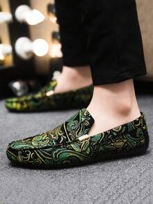 Men's Loafers New Casual Shoes Versatile Moccasins Slip-On Boat Shoes Slouchy Shoes Leather Flat Men's Shoes Black Boat Shoes Men's Shoes Business Formal Shoes (Run Small And Narrow, Please Order 2 Sizes Up) - Green - View 4