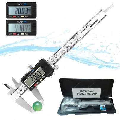 Digital Calibrador Electrónica con Pantalla LCD,Pie de Rey Vernier de Alta Precisión Acero Inoxidable,con Conversión Unidades de MM y Pulgadas, para Bricolaje y Joyería(0-150 mm/0-6 pulgadas)