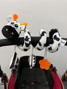 1pc Black & White Spiral Plush Doll For Baby Stroller, Soft Spiral Plush Hanging Decoration For Baby Stroller Handle, Newborn Visual Training Plush Doll With Rattle And BB Sound, Suitable As Gift For Newborn Baby - Multicolor - View 7