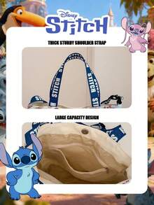 Disney Official Licensed 1 Pc Cartoon Stitch Printed Lunch Bag, Mischievous Stitch Lunch Bag & Fun Bucket Bag Cute Cartoon Hand Bag Candy Bag For Daily Use, Casual Canvas Shoulder Bag For Easy Carry – For StudentsTeenagers/Teens/Young Adults/Zoomers Perfect For Daily/Shopping/Going Out - Multicolor - View 11