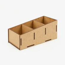 Wood's House Porta Controle Remotos Inclinado com 3 Divisórias em MDF Natural