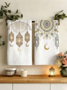 2pcs/4pcs Festival Fanoos Pattern Kitchen Towels, Festival Pattern Bathroom Hand Towels, Festival Outdoor Party Towels, Festival Home Decor, Festival Kitchen Decor, Modern Style, Quick Drying, Super Soft Microfiber Material, Rectangular, 15.75IN*23.62IN/40*60CM Digital Printing Pattern, Suitable For Outdoor Party Decoration, Holiday Gifts - Multicolor - View 2