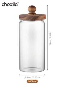 1 pièce Bocal en verre pour le stockage du café, bocal à thé, bocal en verre avec bouchon en liège hermétique pour le stockage des grains de café et des fruits secs - Boîte de haricots farcie boule en bois - Voir 11