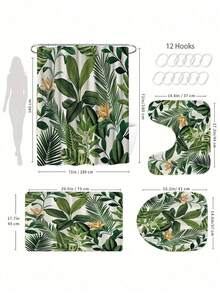 1pc Floral Digital Print Curtain, Polyester Curtain, Bathroom Shower Curtain, Partition Curtain