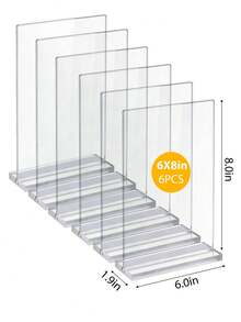 6pcs Acrylic T-Shaped Sign Holder - Double-Sided Desktop Display Stand For Menu & Photos - Transparent - View 9