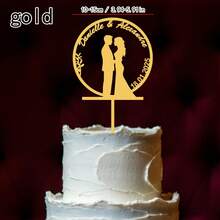 Decoraciones personalizadas para pastel de boda, topper de pastel acrílico con nombre personalizado de la novia & el novio para decoraciones de postres de boda, decoración de eventos con tema rústico bohemio - Etiqueta para pastel de bodas F - Ver 17