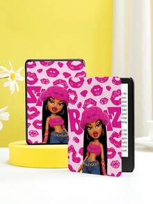 1个卡通人物印花设计Kindle保护套，适用于Kindle NK 11/Kobo/Kindle Paperwhite 5/Kindle 2024，带自动唤醒/睡眠功能，轻巧便捷，完美贴合保护您的阅读设备，情人节浪漫礼物。 - 彩色 - 查看 2