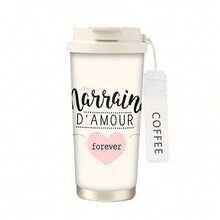 1个530毫升棕色几何宇宙图案保温咖啡杯。教母之爱旅行杯 - 不锈钢真空保温旅行杯，带防漏盖和防滑底座，优雅的教母主题礼物，适合作为教母生日礼物。 - 彩色 - 查看 14