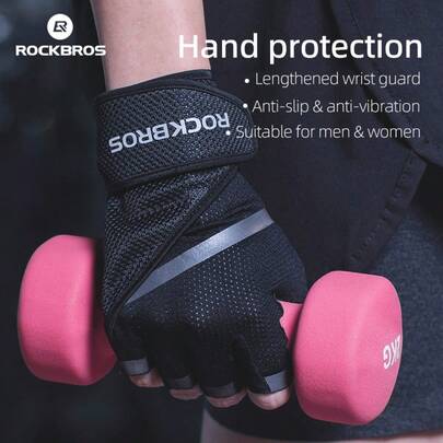 ROCKBROS 1只装健身骑行半指手套，天鹅绒掌垫，轻便透气，减震耐磨