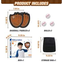 Toss And Catch Ball Set, Outdoor Games For Kids, Beach Yard Camping Toys For Adult & Family, Kids Baseball Glove For 3 4 5 6 7 8+ Year Old Boys & Girls (2 Paddles & 3 Balls) - 2 Packs + 3 Balls - View 11