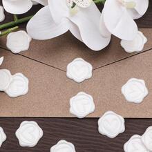 30张心形自粘蜡封贴纸，适用于礼品、婚礼请柬信封封口 - 珍珠白 - 珠光白 - 查看 5