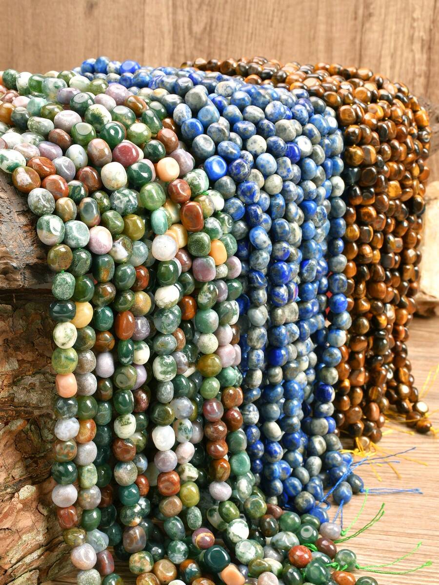 12-Colour Natural Stone Crystal Irregular Jewellery Making Beads -8*10mm Amethyst&Green Aventurine Spacer Beads Suitable For DIY Jewellery, Bracelet And Necklace Crafting Supplies