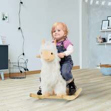 Llama Sheep Style Rocking Horse, Kids Ride-On Toy With Handle Grip & Saddle, Traditional & Fun Toddler Gift, 18-36 Months, White - White - View 4