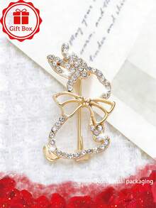 1pc18k Golden Plated French Classic Rabbit Brooch With Gift Box, Suitable For Christmas, Valentine's Day, Easter Wear, Suitable For Gift Giving In All Seasons - Rabbit - View 1