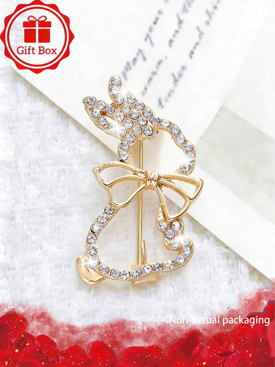 1pc18k Golden Plated French Classic Rabbit Brooch With Gift Box, Suitable For Christmas, Valentine's Day, Easter Wear, Suitable For Gift Giving In All Seasons - Rabbit - View 1