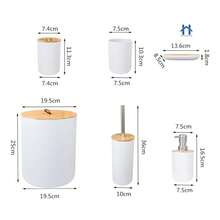 6-Piece Bathroom Set, Luxurious Black Or White With Bamboo, Modern And Very Elegant. - 黑色 - 查看 2