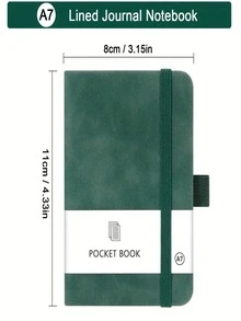 1本A7纯色商务办公笔记本，便携式日记本，学生写作记事本，办公会议素描本，约100张/200页，11*8厘米/4.33*3.15英寸 - 彩色 - 查看 2
