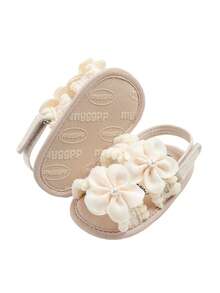 婴儿凉鞋 男婴女婴夏季连衣裙平底鞋沙滩凉鞋 新生儿学步鞋 学步鞋 - 杏色 - 查看 7